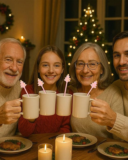 30 Pcs Christmas Drink Stirrers Xmas Stir Stick Holiday Coffee Swizzle Stick Reusable Plastic Hot Cocoa Bar Chocolate Decoration Cocktail Mixer(Christmas Tree,Pink Color)