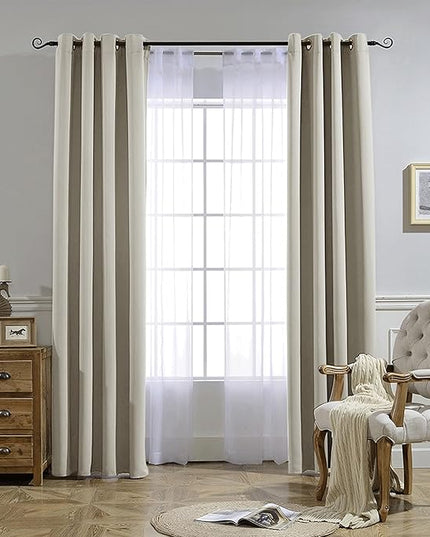 NICETOWN Room Darkening Window Curtains 72 inches Long, Thermal Insulated Grommet Room Darkening Window Treatments for Bedroom/Living Room, Natural, Set of 2, W37 x L72
