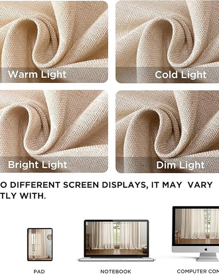 Joydeco Linen Curtains 84 Inch Length 2 Panel Sets,Light Filtering Curtains for Bedroom 52 Inch Wide Living Room Drapes with Back Tabs & Rod Pockets (W52 x L84 Inch, Ecru)