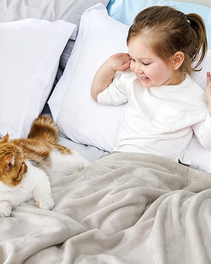 Bedsure GentleSoft Bedding Fleece Blanket for Girls and Boys - Soft Cozy Cute Small Throw Blankets for Travel, 43x55 Inches, Linen