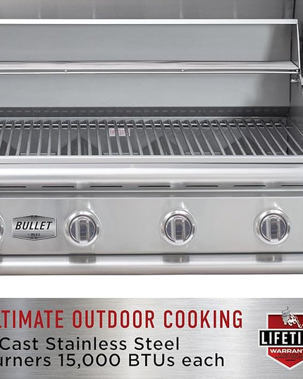 Bull Outdoor Products BBQ 47628 Angus 75,000 BTU Grill Head, LP, 304 Stainless Steel, 4 Burners, 810 sq. Inches, Twin Lights, Rotisserie Kit