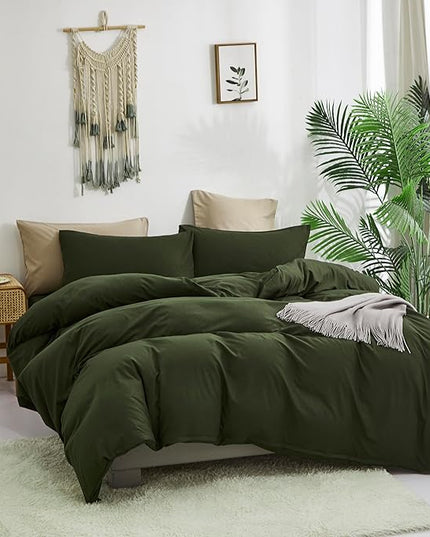 CLOTHKNOW Dark Green Comforter Set Twin/Twin XL Army Green Bedding Comforter Sets Boys Girls Comforter Soft Military Comforter with 2 x Pillow Cases