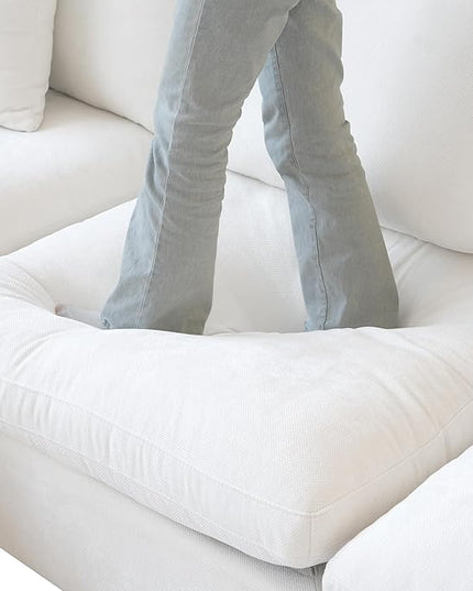 WJShome Cloud Couch Modular Sectional for Living Room, Down Filled 160" U Shaped Couch with Ottoman,Modern 6 Seater Convertible Couches, Sofa Covers Washable&Replaceable,White
