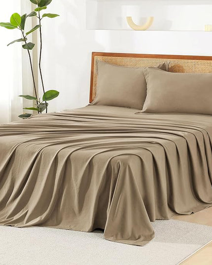 Litanika Taupe Full Size Comforter Set with Sheets - 7 Pieces Bed in a Bag Full Boho Tufted Complete Bedding Sets with Comforter, Sheets, Pillowcases & Shams