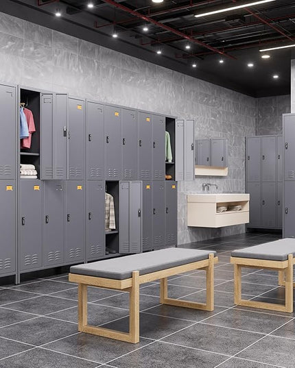 Aobabo Combination Lock Metal Storage Locker for Employees, 6 Doors Lockable Storage Locker with 18 Hooks for Office Gym School, Dark Grey, Assembly Required