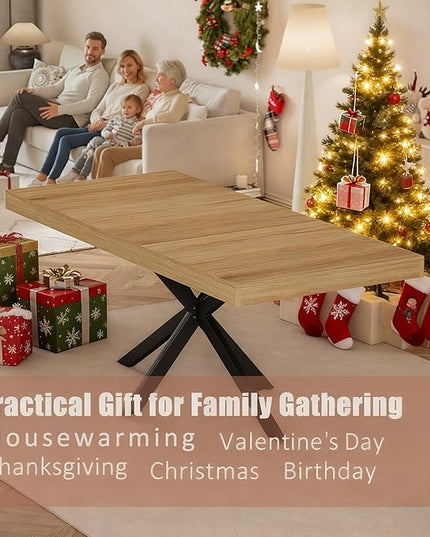Extendable Dining Room Table for 4 6 8, 55"-70.9" Kitchen Table Rectangle Wood, Expandable Dining Table with Hidden Storage, Space Saving Farmhouse Kitchen Table for Kitchen Dining Living Room