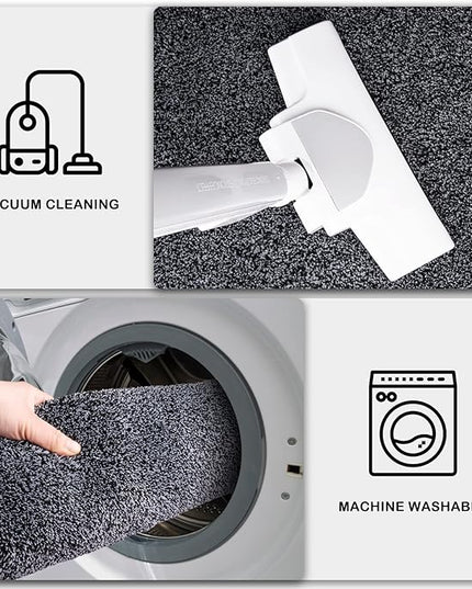 PURRUGS Dirt Trapping Door Mat 31.5" x 47", Non-Slip Machine Washable Entry Rug, Shoe Scraper, Dog Doormat, Super Absorbent Welcome Mat for Front & Back Door, Muddy Shoes & Paws, Bluish Grey-Black