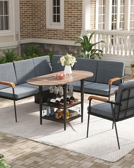 VFK Corner Dining Table Set with Storage Bench, 51” Folding Breakfast Nook Table and Stools, 3 Piece Kitchen Booth Dining Set for Small Space, Modern Dining Room Furniture