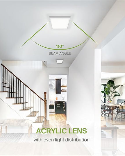 ASD LED 12" Square Flush Mount Ceiling Light Fixture, Low Profile Surface Lighting | 5CCT, Dimmable, Ultra-Thin, ETL Listed | 24W 1700LM 2700-6000K 120V | Kitchen, Bedroom, Hallway Lamp | White