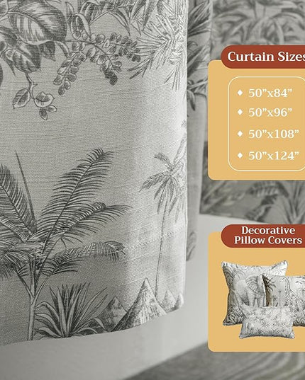 Maison d' Hermine Curtains for living room 100% Cotton 108 inch length One Panel Light Filtering Toile Curtains for Bedroom Windows with rod and loop Pockets Drapes (Savana Jouy Green, 50"W x 108"L)