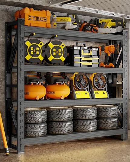 60" W Storage Shelves Heavy Duty, 4 Tier Metal Garage Shelving Units, 5000LBS Heavy Duty Adjustable Shelf, Garage Storage Rack, Industrial Shelving for Shop, Warehouse,60" W x 24" D x 79" H