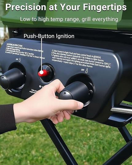 Brand-Man Portable Gas Grill, Propane Standup Grill with Folding Cart & Push-Button Ignition, Ideal for Camping, Tailgating, BBQ, Backyard, Patio & More