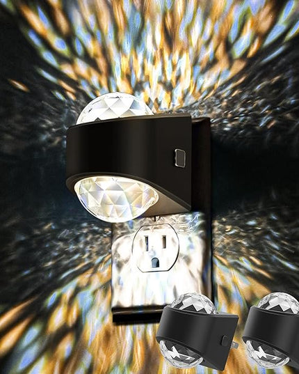 Night Light Plug into Wall, Color Changing Night Light, 3CCT Diamond Design with Galaxy Star Projector, Dusk to Dawn Sensor for Bathroom Bedroom Gaming Room Decor Gift,2 Pack