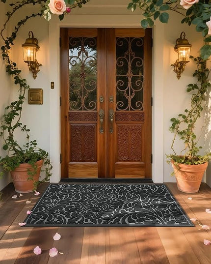 Yimobra Extra Large Door Mat 60x36, Waterproof Sturdy Outdoor Mats for Front Door, Heavy Duty Non-Slip Doormat for Garage Patio Entryway Indoor, Easy Clean, Black