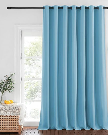 NICETOWN Patio Door Curtain Sound Blocking, Bedroom Privacy Room Divider Curtain, Thermal Insulated Blackout Closet Sliding Door Shade (1 Panel, 100" Wide x 120" Long, Teal Blue)
