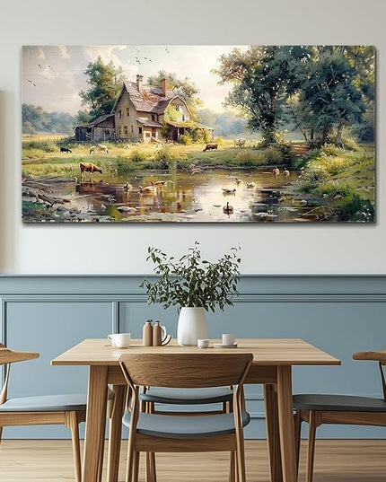 FUHAIHUA Canvas Wall Decor For Living Room Large Farmhouse Wall Art For Bedroom Office Decorations Farm Scenery Pictures Countryside Wall Paintings Modern Artwork Ready To Hang Home Decor 30x60 In