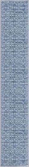 2.6x14 Runner Washable Rug for Kitchen, Blue Soft Classic Runners with Non-Slip, Non-Shedding Distressed Floral Rug for Hallways Entryway Bedroom Bathroom Laundry Indoor