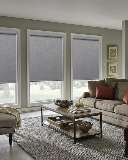 Zshine Motorized Blackout Window Blinds Customize Width (23-95 Inches) Remote Control Wireless and Rechargeable Roller Shades Blinds for Windows, Home, Office, Hotel, Club, Restaurant(82164D)
