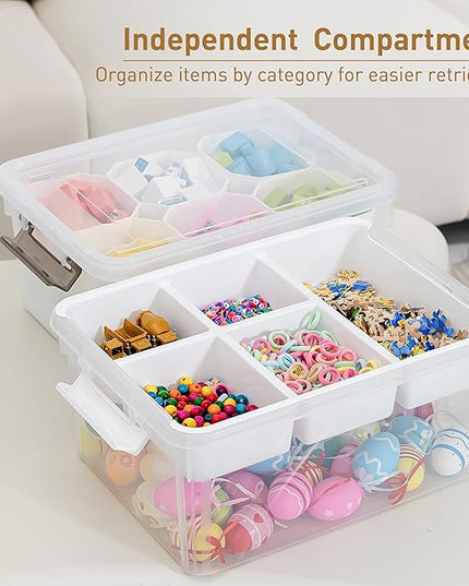 Citylife 17 QT Plastic Storage Bins Clear Storage Box with Lids Multipurpose Stackable Storage Containers for Organizing Tool, Craft, Crayon, 4 Packs