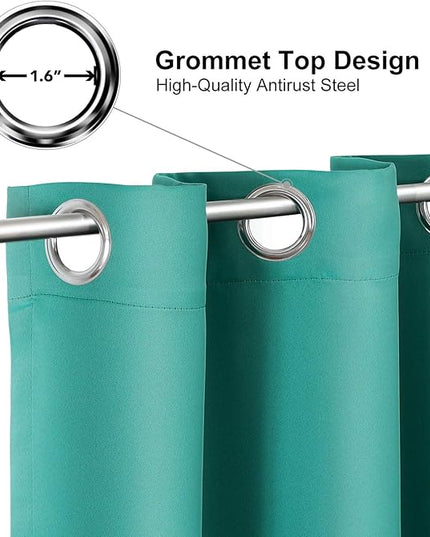 ChrisDowa Room Darkening Curtains 120 Inches Long 2 Panels Set for Living Room, Grommet Thermal Insulated Blackout Curtains for Bedroom (Teal, 52 x 120 Inch)