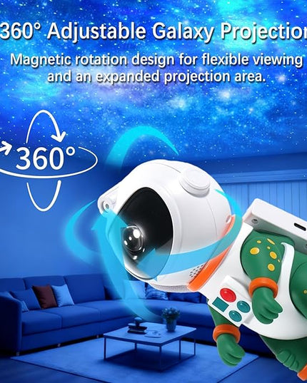 Galaxy Star Projection Night Light, Dinosaur Astronaut Space Projector with Timer, Remote Control, 8 Lighting Modes, Green Nebula Effects for Kids Room Ceiling Decor(Green)