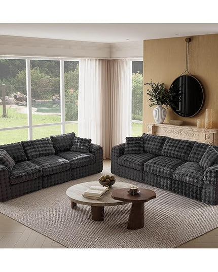 TYBOATLE 135’’ Boneless Slow-Rebound Memory Foam Couch, Cloud Sectional Couches for Living Room w/Upgraded Fabric, Deep Seat Comfy Fluffy U Shaped Modular Sectional Sofa w/Chaise (Grey, 6U)