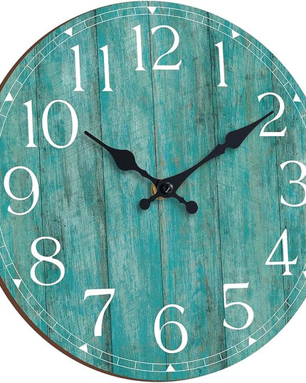 HYLANDA 12 Inch Teal Wall Clock - Silent, Non-Ticking, Battery Operated, Turquoise, Decorative, Unisex