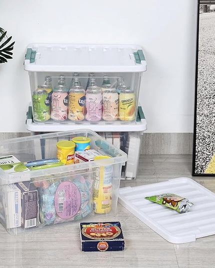 6 Pack 35 Quarts Large Storage Bin with Lid, Clear Plastic Latching Boxes