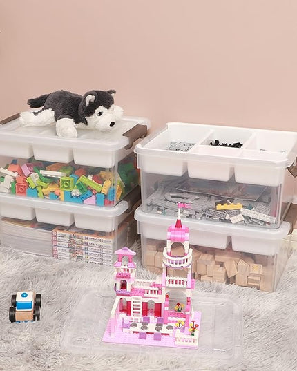 Citylife 17 QT Plastic Storage Box with Removable Tray Craft Organizers and Storage Clear Storage Container for Organizing Bead, Tool, Sewing, Playdoh