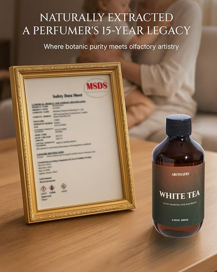 Aromadd White Tea Diffuser Oil Inspired by Luxury Hotel Scent, Essential Oils for Waterless Diffuser, White Tea & Bergamot, Long-Lasting & Natural Home Fragrance - 6.76 fl oz (200 mL)