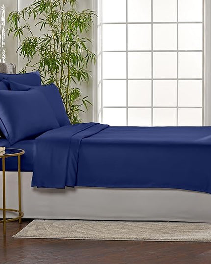 Pure Bamboo California King Sheets, Genuine 100% Organic Viscose Derived from Bamboo Bed Sheet Set, Soft & Cooling, Double Stitching, 2 Year Quality Promise (California King, Cobalt Blue)