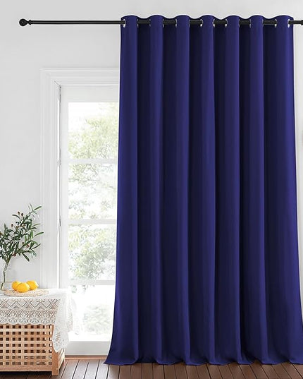 NICETOWN Blackout Curtains for Sliding Glass Door Room Divider Noise Reduce Curtain Panel Portable Window Screen Sliding Partition, W100 x L102 inches, 1 Panel, Navy Blue