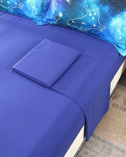 Wowelife Galaxy Bedding Comforter Set Full Size with Sheets, 5-Piece Blue 3D Galaxy Bed in A Bag Full for Kids Bed Set with Comforter, Flat Sheet, Fitted Sheet and 2 Pillowcases