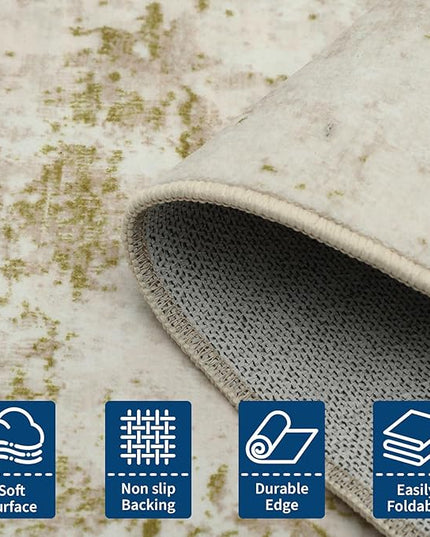Modern Abstract Area Rug 9x12 Non Slip Non Shedding Rug Low Pile Stain Resistant for Bedroom Living Room,Golden Grey