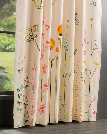 Maison d' Hermine Curtains for Living Room 100% Cotton 108 inch Length One Panel Light Filtering Curtains for Bedroom Windows with Rod and Loop Pockets Drapes (Botanical Fresh, 50" W x 108" L)