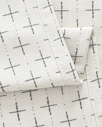 MIULEE Decorative Back Tab Linen Curtains with Geometric Pattern for Living Room Bedroom Farmhouse Rustic Thick Woven Textured Patterned Mudcloth Drapes 96 Inches Long 2 Panels Set, Pure White