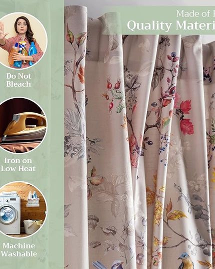 Maison d' Hermine Curtains for Living Room 100% Cotton 96 inch Length Two Panels Light Filtering Curtains for Bedroom Windows with Rod and Loop Pockets Drapes (Equinoxe Multicolor, 50" W x 96" L)