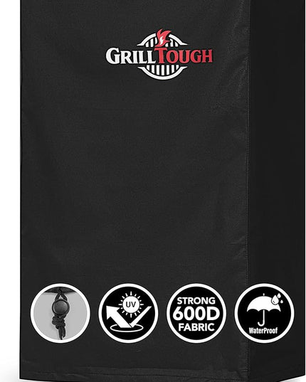 Heavy Duty Smoker Cover, 40 Inch – Waterproof, Weather Resistant, UV & Fade Resistant with Adjustable Straps – BBQ Cover for Flat Grill, Black