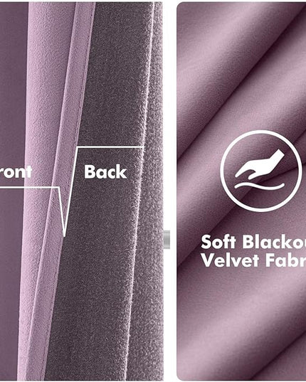 MIULEE Velvet Curtains Lavender Light Purple Elegant Grommet Thermal Insulated Soundproof Room Darkening Curtains/Drapes for Classical Living Room Bedroom Decor 52 x 90 Inch Set of 2