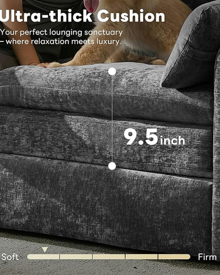 Tbfit Modern Loveseat Couch, 68" Cloud Sofa Spring Seat Cushion, Comfy 2-Seater Love Seat with Pillows, Chenille Removable Cover, Soft Upholstered Living Room Furniture Home Apartment, Dark Gray