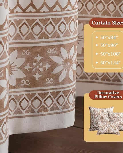 Maison d' Hermine Curtains for Living Room 100% Cotton 108 inch Length One Panel Light Filtering Curtains for Bedroom Windows with Rod and Loop Pockets Drapes (Allure, 50" W x 108" L)
