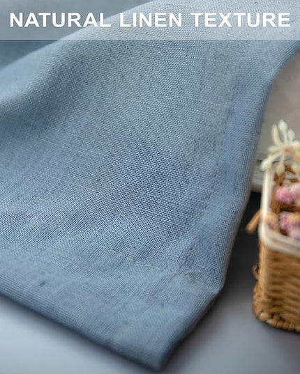 Light Blue Curtains 45 Inch Length for Small Bedroom 2 Panels Rod Pocket Back Tab Textured Semi Sheer Linen Short Cafe French Country Blue Curtain for Kitchen Bathroom Farmhouse Decor Stone Blue Dusty