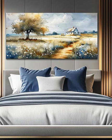 FUHAIHUA Canvas Wall Art For Bedroom Wall Decor For Living Room Modern Office Decorations Pastoral Wall Paintings Scenery Watercolour Pictures Artwork Farmhouse Home Decor Mural 20x40 In