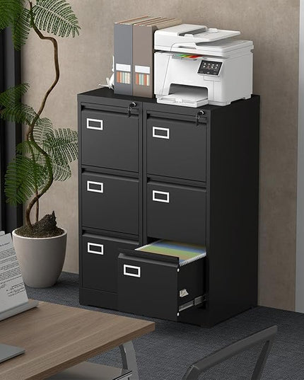 File Cabinet,3 Drawer Filing Cabinet with Lock,Metal Filing Cabinets for Home Office,School,Vertical File Cabinets for Letter/Legal/A4/F4 Size,Assembly Require,Black
