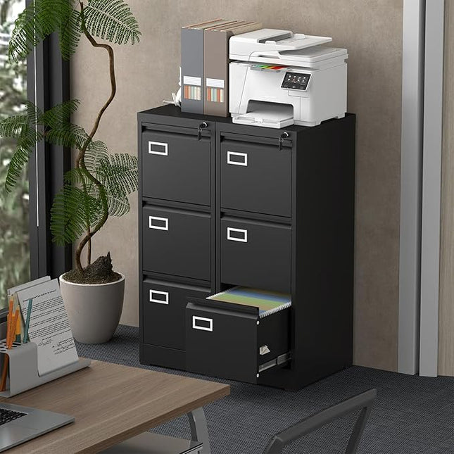 File Cabinet,3 Drawer Filing Cabinet with Lock,Metal Filing Cabinets for Home Office,School,Vertical File Cabinets for Letter/Legal/A4/F4 Size,Assembly Require,Black
