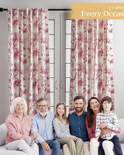Maison d' Hermine Curtains for living room 100% Cotton 84 inch length Two Panels Light Filtering Toile Curtains for Bedroom Windows with rod and loop Pockets Drapes (Paradise Lacquer Red, 50"W x 84"L)