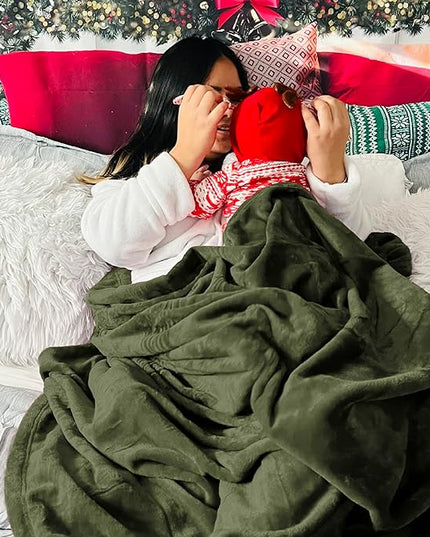 Bedsure Fleece Blankets King Size Oive Green - Bed Blanket Soft Lightweight Plush Cozy Fuzzy Luxury Microfiber, 108x90 inches