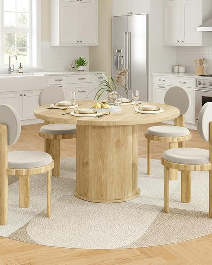 Farini 43" Round Dining Table for 4-6,Modern Kitchen Room Table with Wood Top & Sturdy Metal Base,Natural