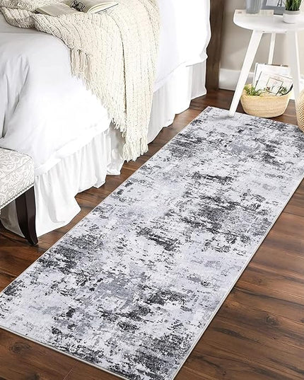 Modern Abstract 2x8 Runner Rug Non Slip Non Shedding Low Pile Stain Resistant Rug for Bedroom Living Room,Grey