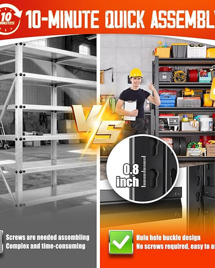 Set of 3 Garage Shelving-2050LBS 5 Tier Storage Shelves,Adjustable Heavy Duty Metal Shelving Unit and Storage Large Rack,Utility Steel Shelf For Shop Warehouse Industrial Pantry Basement 71"x35"x16"